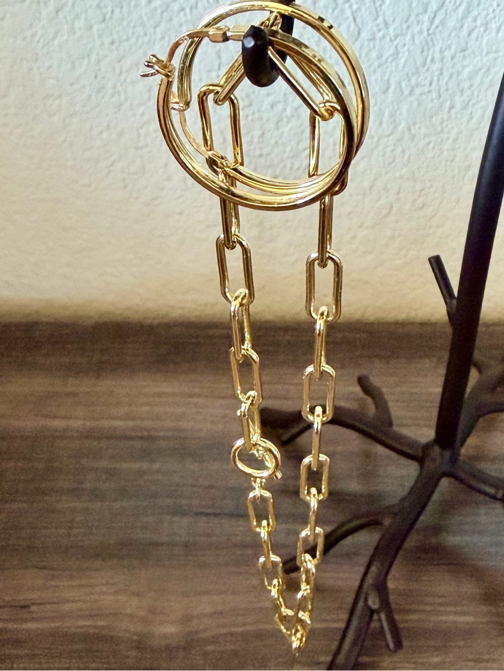 PAVOI 2 Pc. Gold Chain Link Necklace and Hoop Earrings (Women's Accessories)